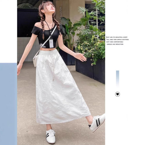 工装半身裙女2026新款胖mm伞裙a字半裙垂坠感小个子夏季南瓜长裙