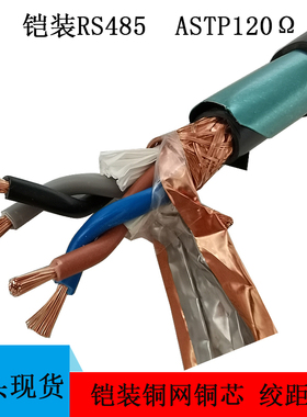 铠装RVSP22双绞屏蔽线4芯1 1.5 2.5纯铜芯485通讯信号线对绞电缆