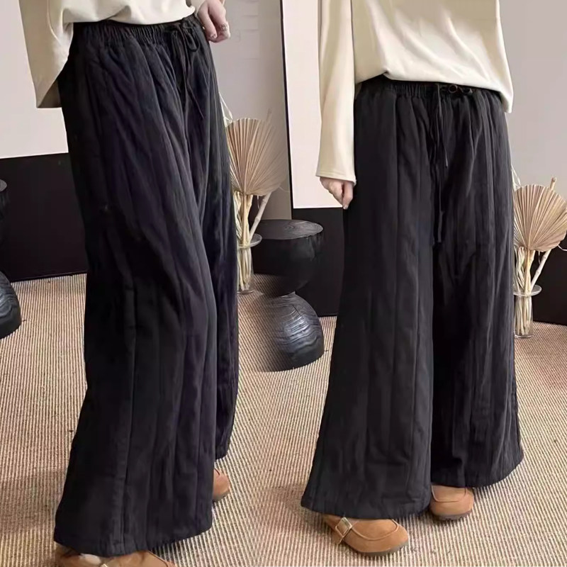 黑色外穿大码女士百搭棉裤2025冬装小个子微胖mm松紧腰抽绳休闲裤,女装/女士精品,大码裤装,淘宝优惠券,粉丝福利购,淘宝优惠卷