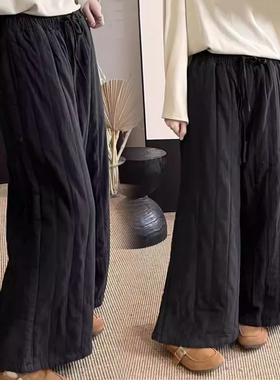 黑色外穿大码女士百搭棉裤2025冬装小个子微胖mm松紧腰抽绳休闲裤