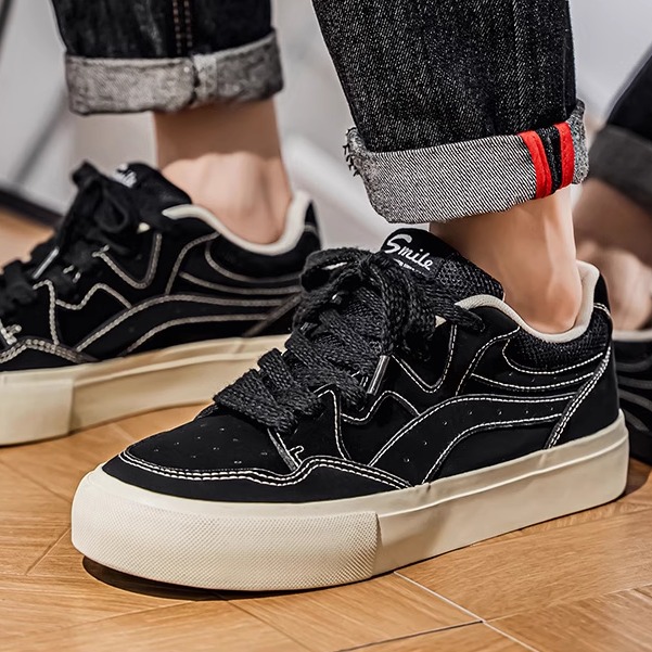 顽刻板鞋男鞋运动鞋男款2025秋冬新款男生厚底百搭休闲男士潮黑色