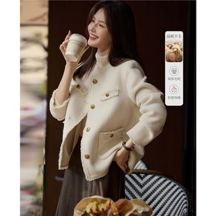 专柜正品 轻奢优雅小香风双面呢外套女2025秋冬显瘦小个子毛呢外套