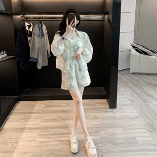 防晒衣服休闲运动套装 短裤 夏薄款 网红炸街长袖 两件套 时尚 专柜正品