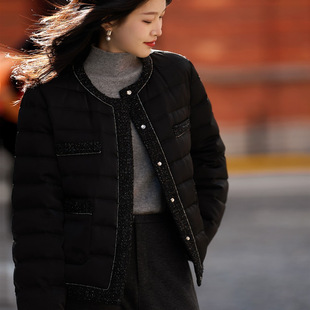 小香风羽绒服2025秋冬95东北白鹅绒外套 减龄短款 专柜正品 轻奢时尚