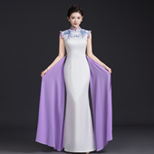 形体走秀演出服晚宴 鱼尾旗袍晚礼服女气质修身 2025年新中式 长款