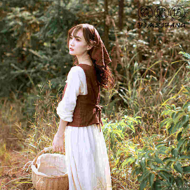 影楼新品森系小清新个人写真拍照相衣外景秋冬采茶女时尚性感套装