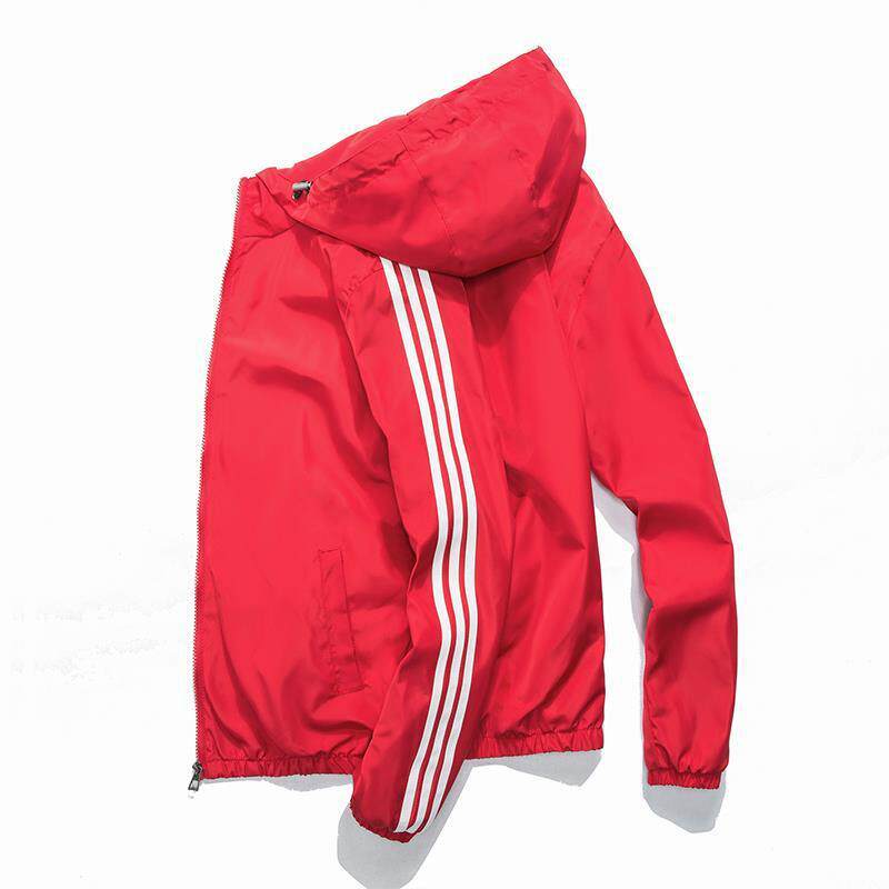 三杠运动外套款男生休闲远动夹克衫三条杠带帽溥款褂子上衣