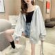 防晒新款 灰色外套秋冬宽松连帽卫衣慵懒拉链纯色开衫