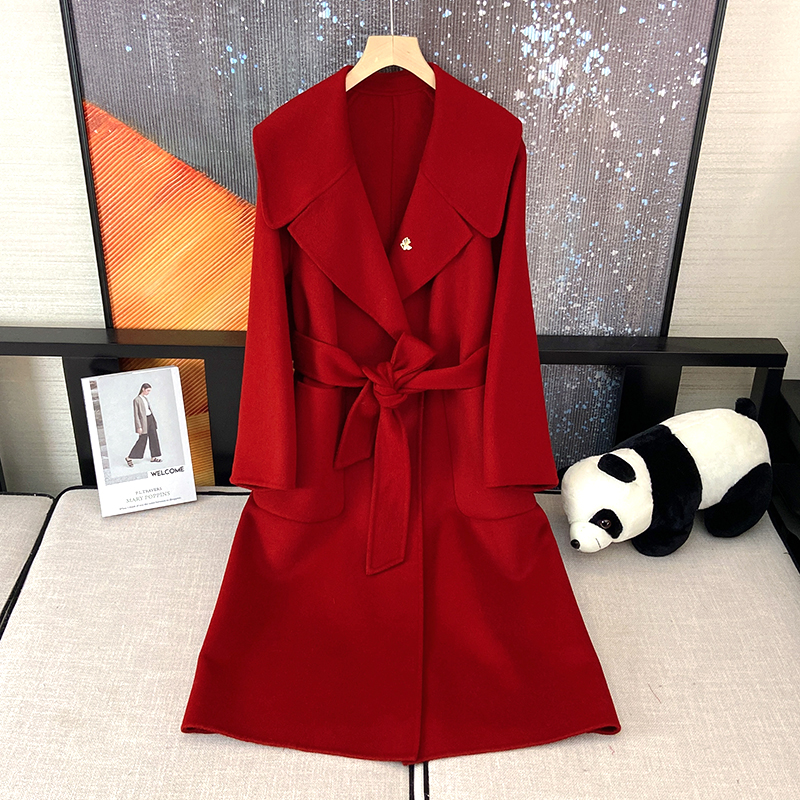 双面羊绒大衣女中长款2024新款
