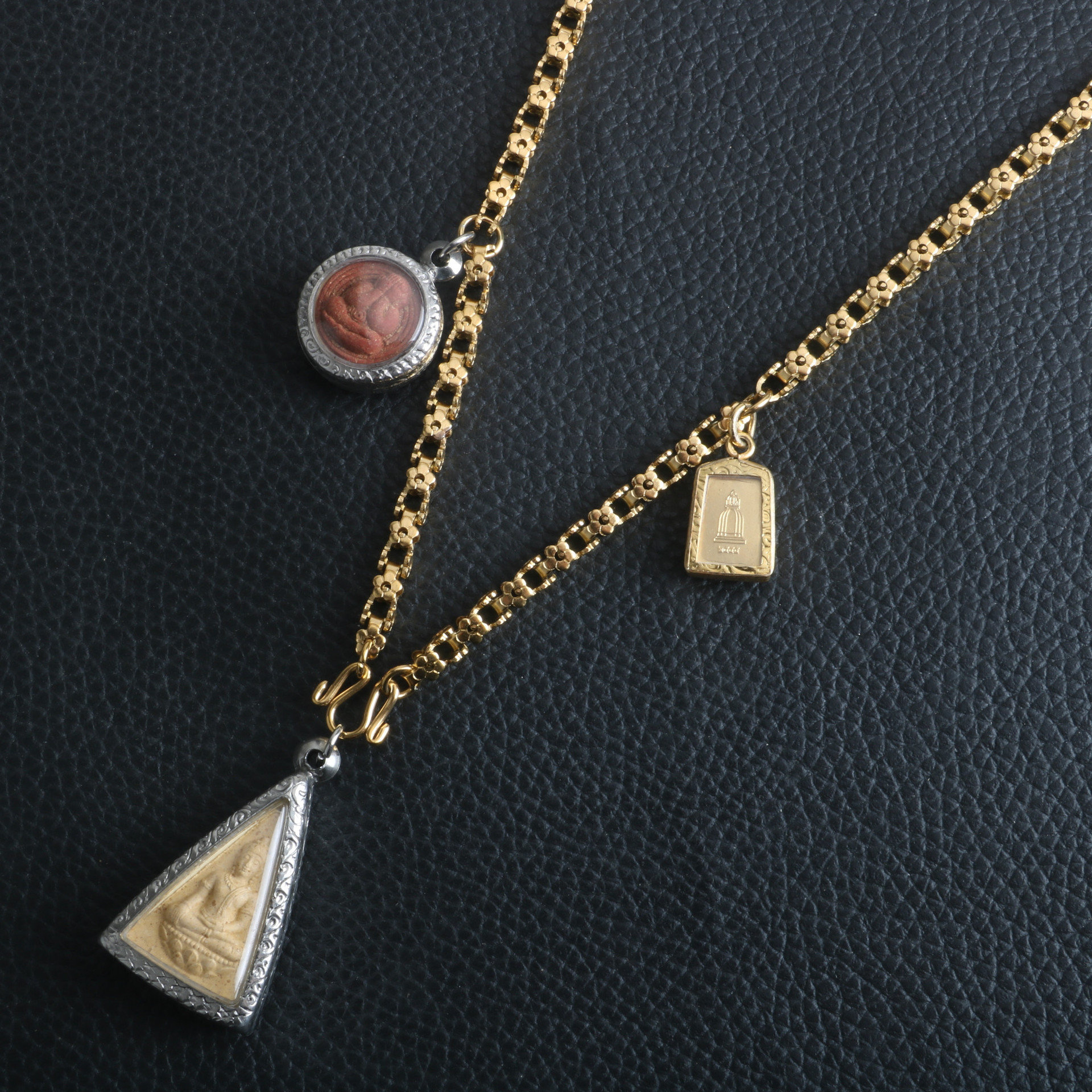 关公观音佛祖吊坠金色不锈钢泰国佛牌链配链梅花式链钛钢男女项链