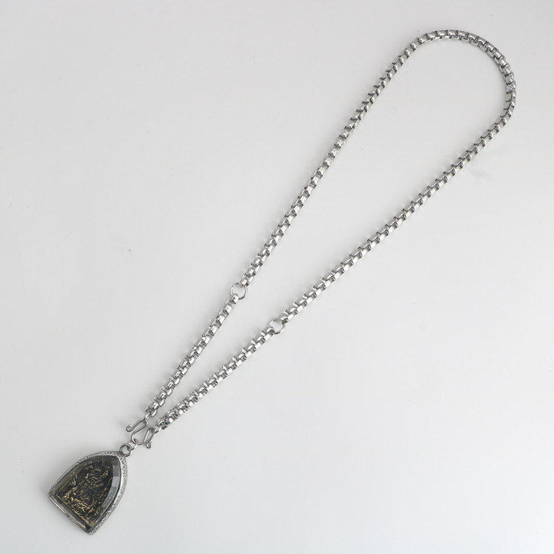 关公观音佛祖吊坠挂链不锈钢三挂泰国佛牌链方珍珠链钛钢男女项链