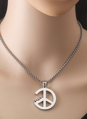 不锈钢钛钢男女反战和平吊坠项链