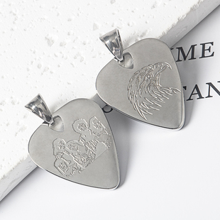 不锈钢电吉他民谣欧美吉他拨片吊坠手链项链配饰diy钛钢饰品配件