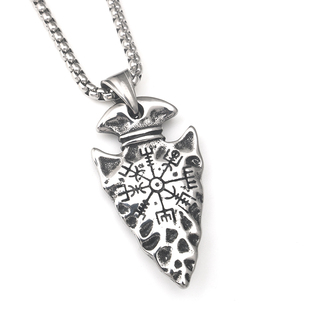 不锈钢复古霸气维京长矛头吊坠挂坠钛钢男女情侣长款毛衣项链