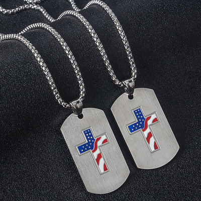 不锈钢钛钢男女滴油十字架项链