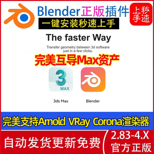 Blender&Max完美互导插件支持VR CR 阿诺德渲染器