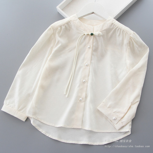 女童春夏薄款中式衬衫中国风上衣