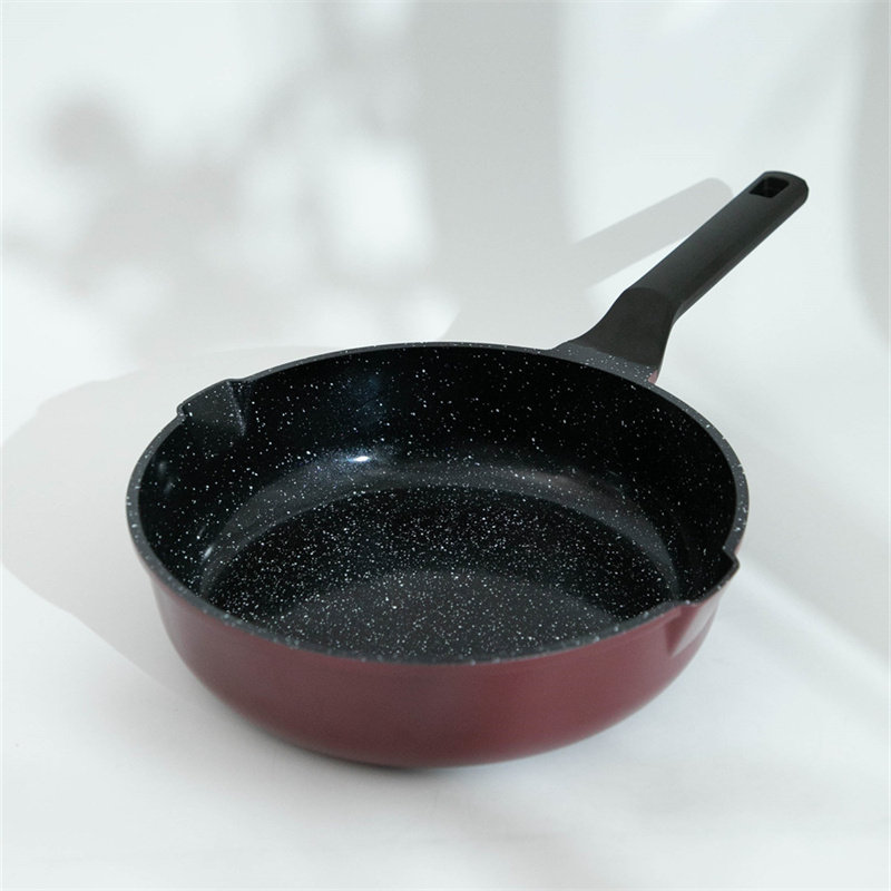 市面少见 麦饭石层+陶瓷层 26CM 大平底加高煎炒锅 家用