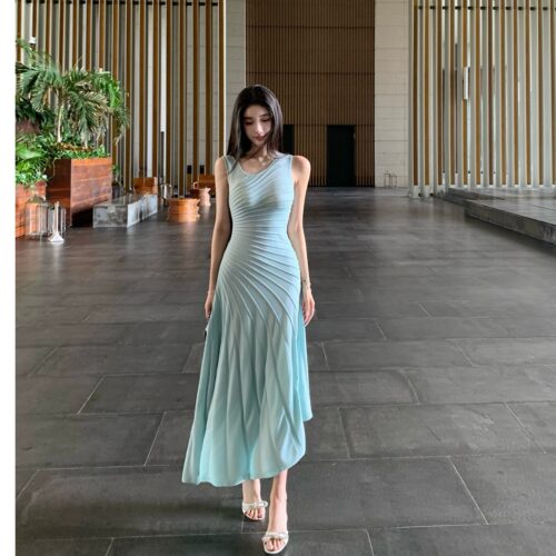 Barb Chill画廊看展法式无袖连衣裙长裙女夏季五一出游针织裙