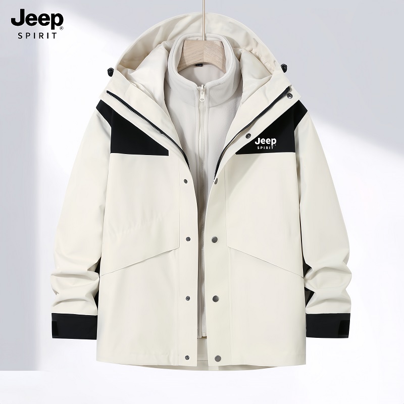 JEEP SPIRIT 冲锋衣男女三合一可拆卸秋冬季2025新款加绒加厚外套