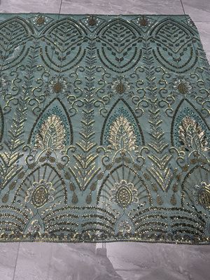 特价清仓一码重工重磅钉珠亮片珠串刺绣网纱布料礼服diy面料服装5