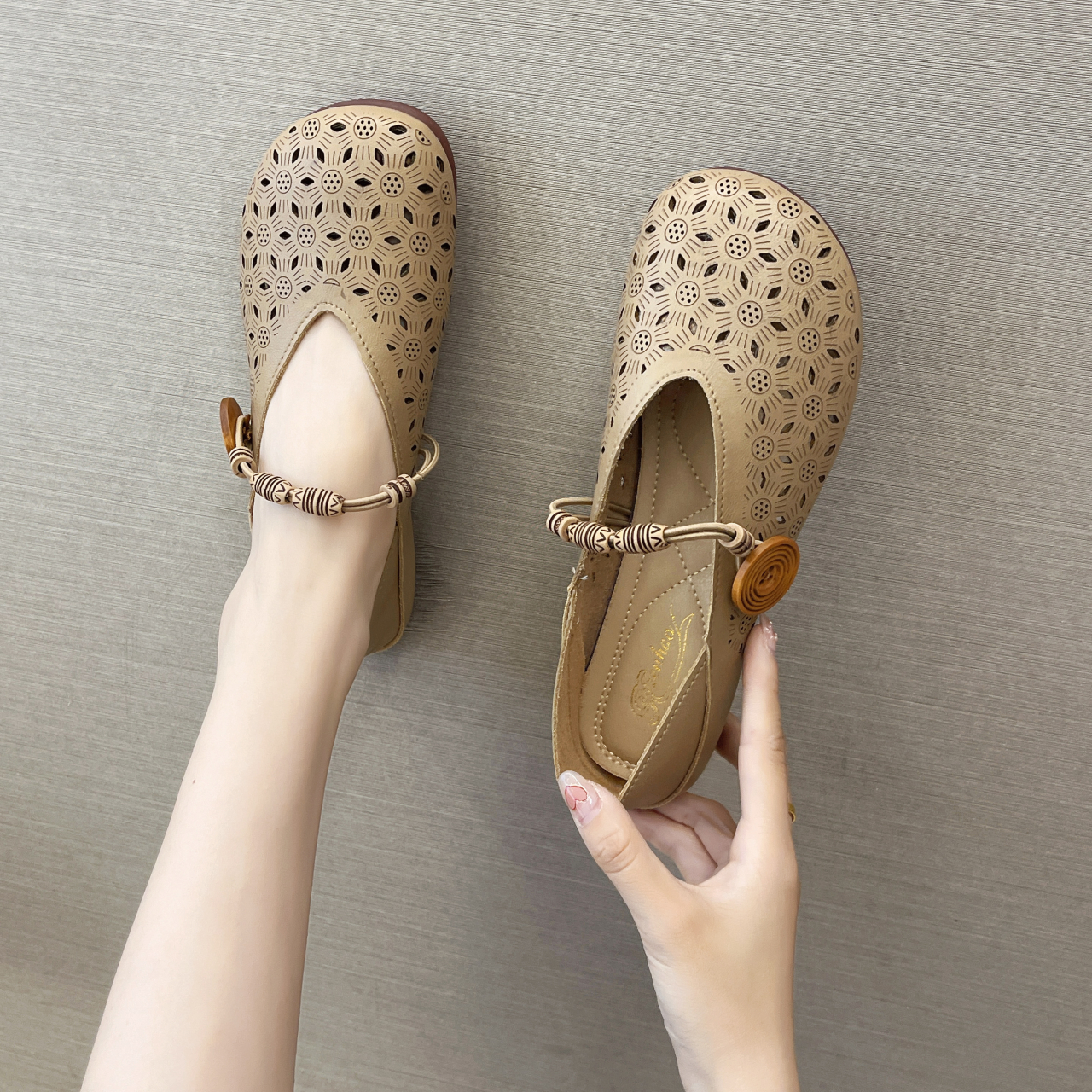 镂空洞洞鞋浅口舒适软底软面单鞋