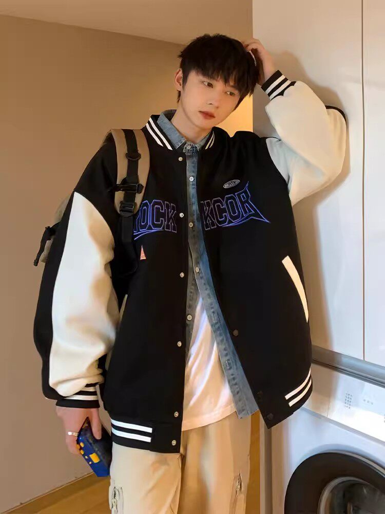 棒球服男春秋潮牌ins春季潮流衣服男生美式oversize痞帅夹克外套