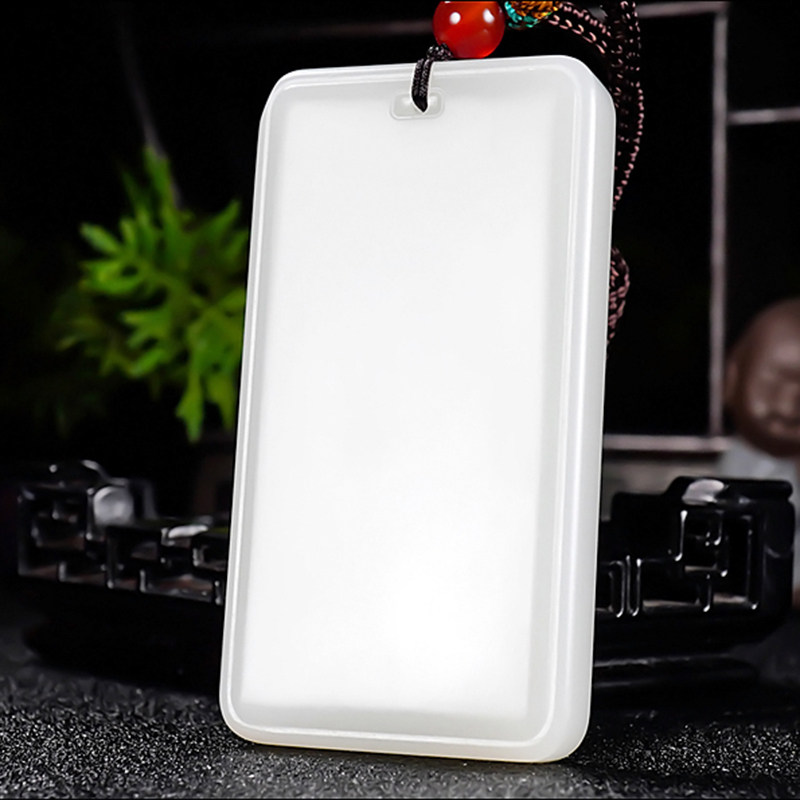 新疆大师郭磊作品和田玉过灯油膏料羊脂白玉平安无事牌挂件99.82