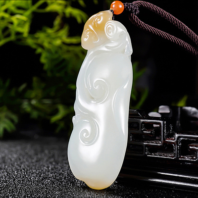 新疆大师郭磊作品 和田玉且末料糖羊脂白玉玉如意27.95克