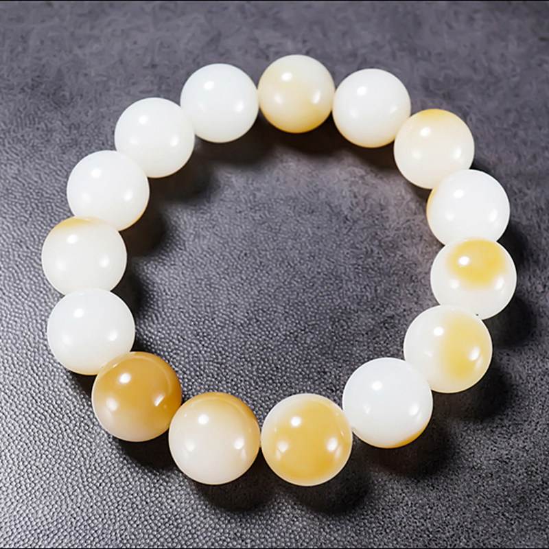 新疆大师冯立辉作品和田玉且末糖羊脂白玉手串手链61.39克  卡14