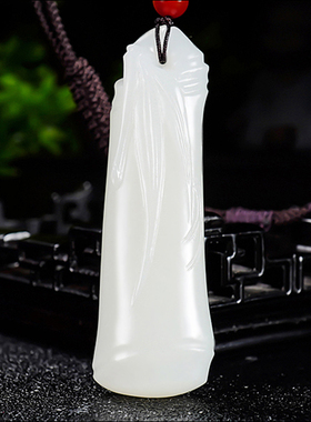 新疆大师郭磊作品和田玉羊脂白玉节节高升挂件27.03克