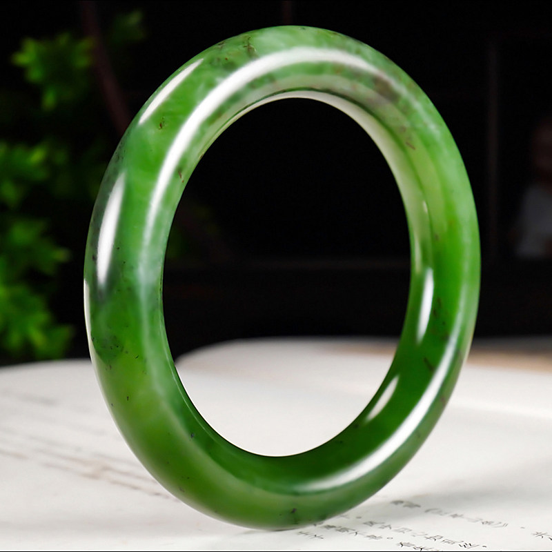 新疆谭琪俊作品和田玉俄料7号矿红皮碧玉手镯68.96克 内径57mm