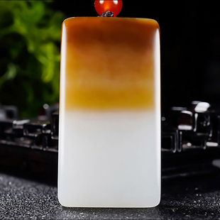 新疆冯立辉作品和田玉且末料糖羊脂白玉平安无事牌挂件41.50克