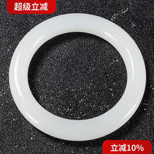 新疆谭琪俊作品和田玉油膏料过灯羊脂白玉手镯47.56克 内径53mm