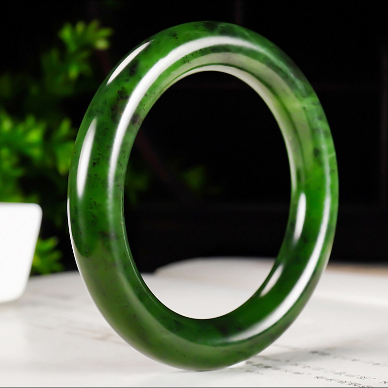 新疆谭琪俊作品和田玉俄料7号矿红皮碧玉手镯71.25克 内径57mm