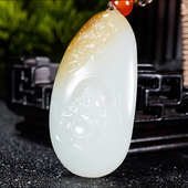 新疆大师冯立辉作品 和田玉且且末糖羊脂白玉笑佛挂件20.00克