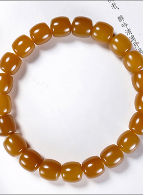 新疆和田玉且末金山料红糖老型珠手链手串32.68克大师郭磊作品A