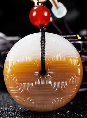 新疆和田玉且末金山料糖羊脂白玉平安扣挂件17.40克