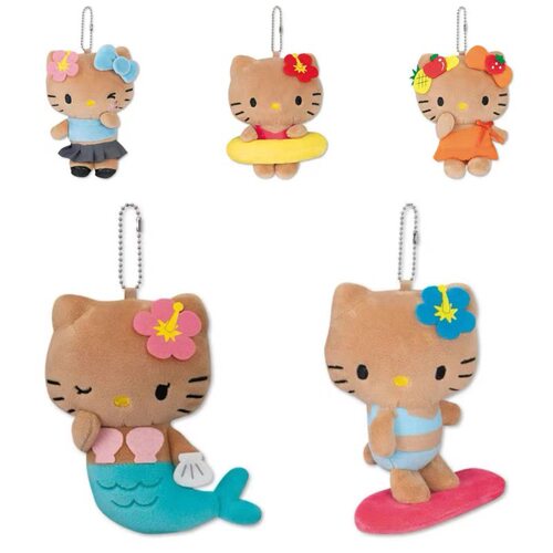 日本可爱50周年夏威夷黑皮Kitty 平成小挂件美人鱼黑皮冲浪猫包包