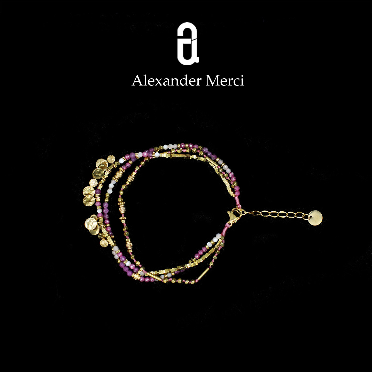 希腊订单重工纯手工编织蔷薇石手链 AD25S120928