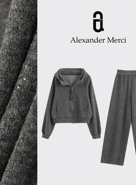 【星光闪耀】加绒休闲运动套装细闪高腰直筒裤两件套 D25T10301