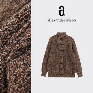 【焦糖太妃】羊毛花纱立领加厚棒针感开衫 D25T110660