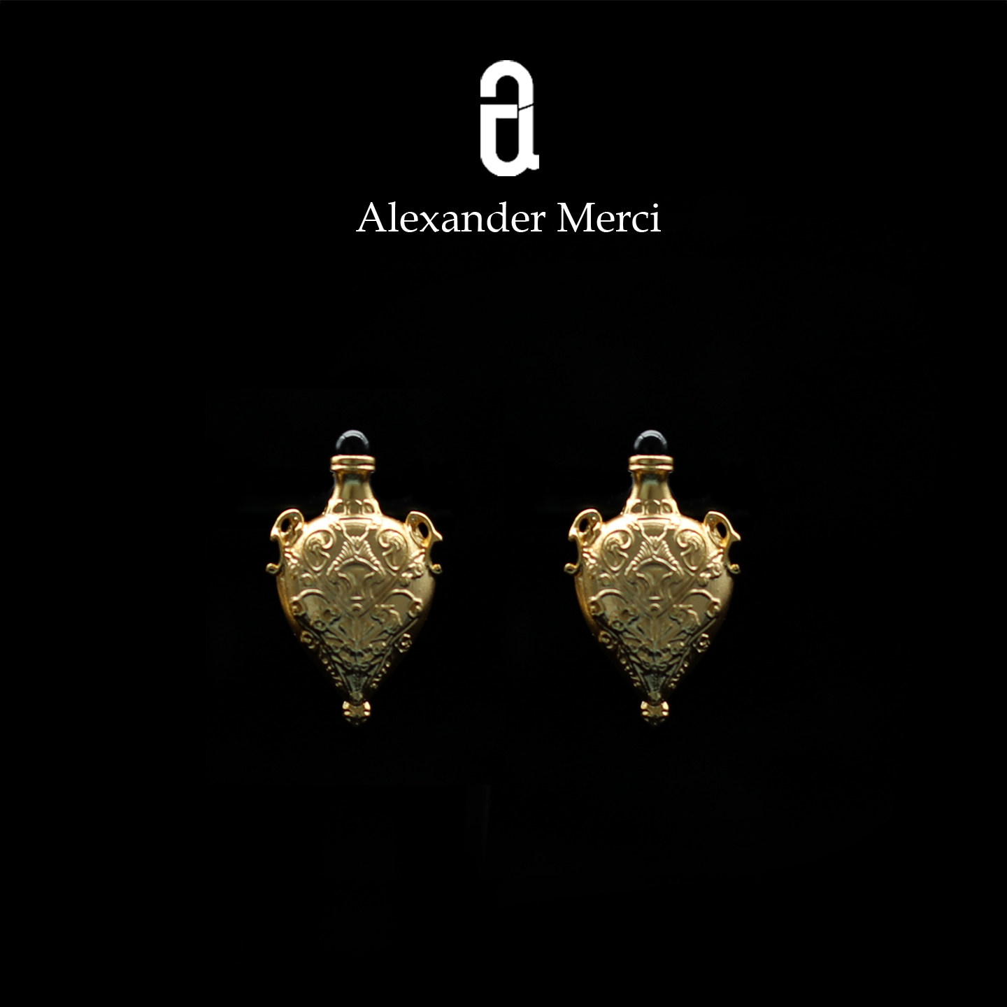 法国订单酒壶黑红玛瑙调性款耳环AD25S120932