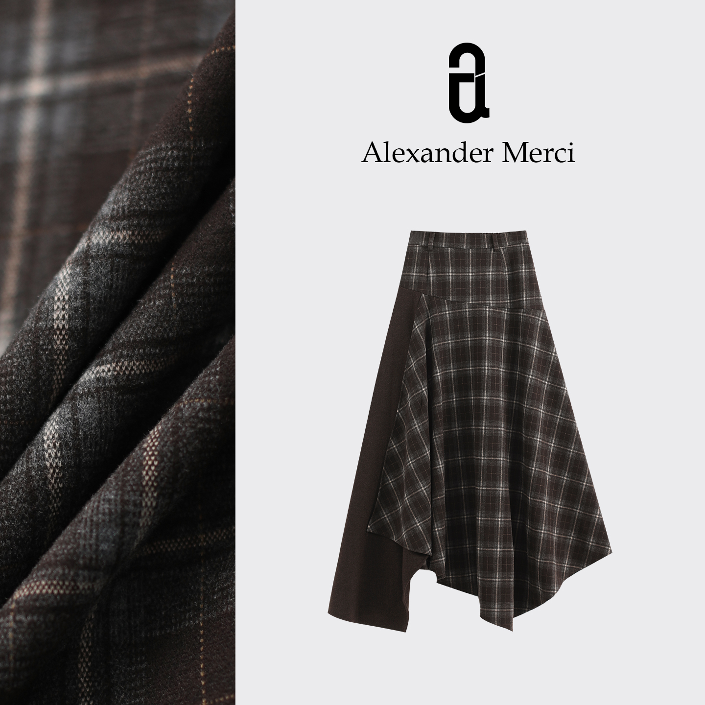 【格子小镇】拼接格子的半裙 穿出时尚感 D25T10317