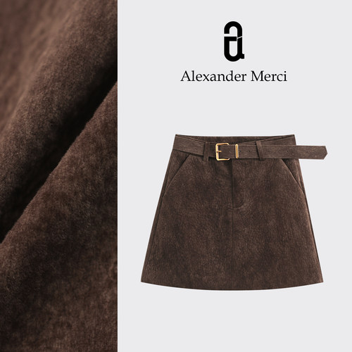 【显比例A字裙】秋冬新款韩版复古时尚纯色百搭短裙 D25T112309