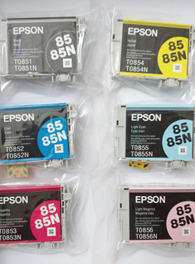 爱普生原装墨盒R1390 R330 T60打印机 T0851N黑色~T0856N彩色墨盒