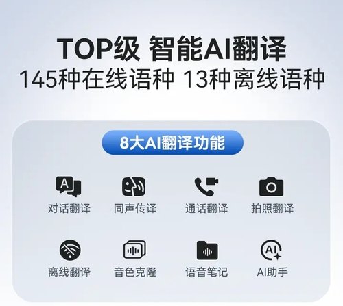 TOUTCE-TS08蓝牙真翻译双AI耳夹式运动超长续航同声传译无线耳机