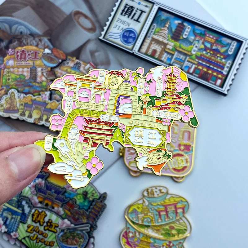 镇江冰箱贴磁性旅游纪念品文创小礼品手信木质磁铁国潮冰箱贴