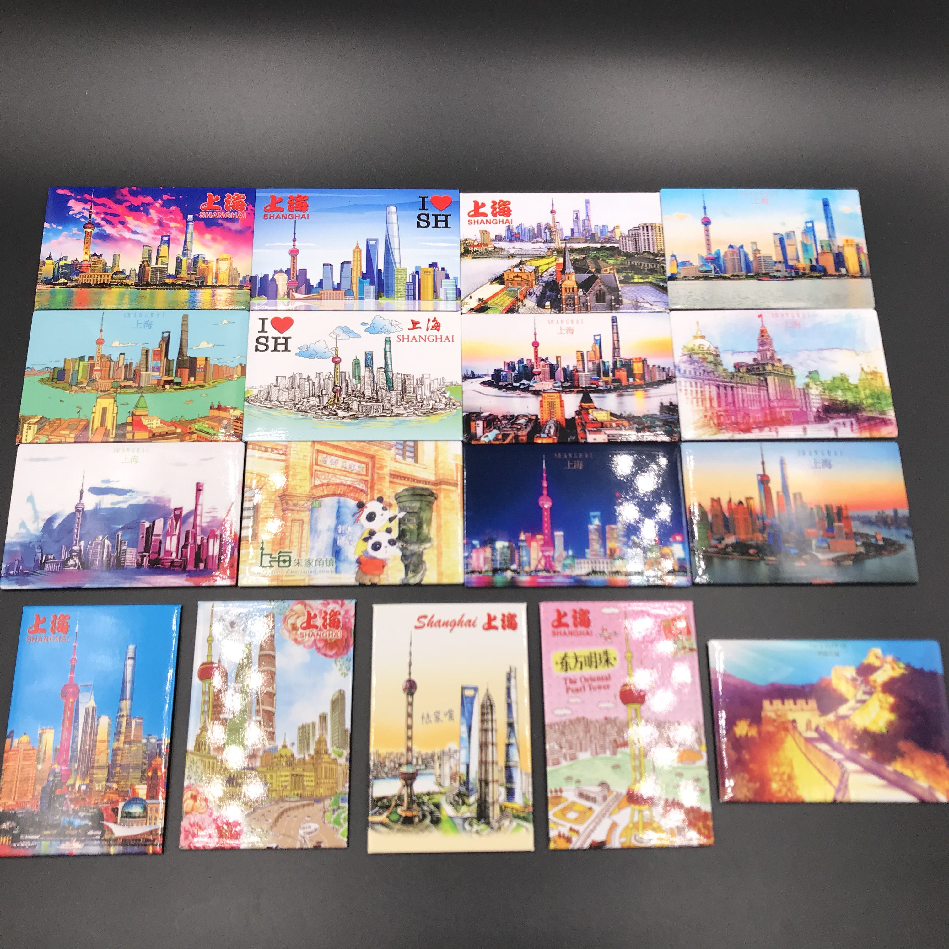 彩绘卡通上海冰箱贴东方明珠创意磁性马口明信片铁纸质小礼品手信