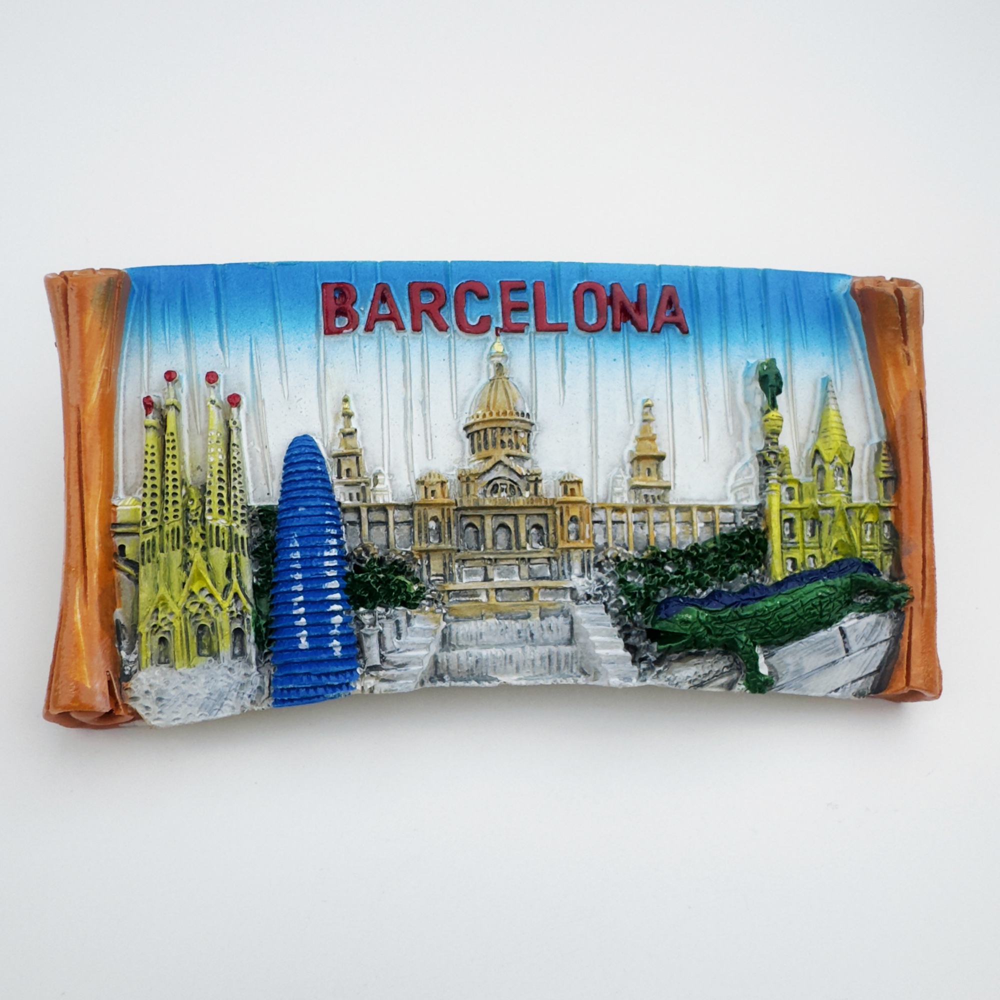 树脂西班牙巴塞罗那卷轴冰箱贴